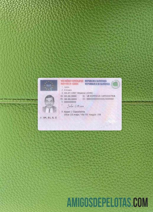 Carta de condução da Eslovénia fotolook frente modelo